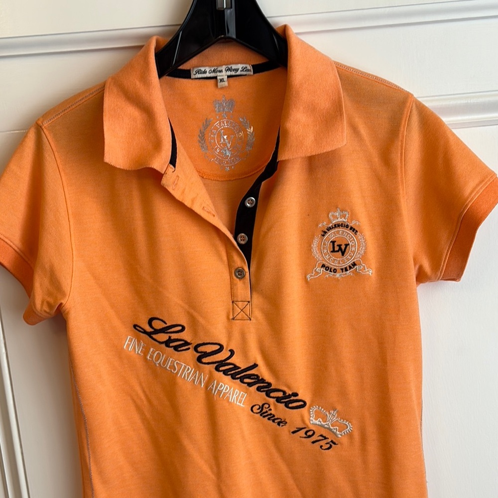 Orange Polo Shirt with Embroidered Logo Equestrian Riding